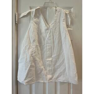 Liz Claiborne Linen Cotton Blend Top Women XL White Beach Travel Cruise Sheer